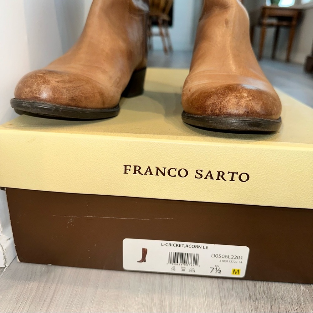 Franco Sarto Women's Tan Leather Up the Knee Boots 7 1/2 M - Picture 9 of 10